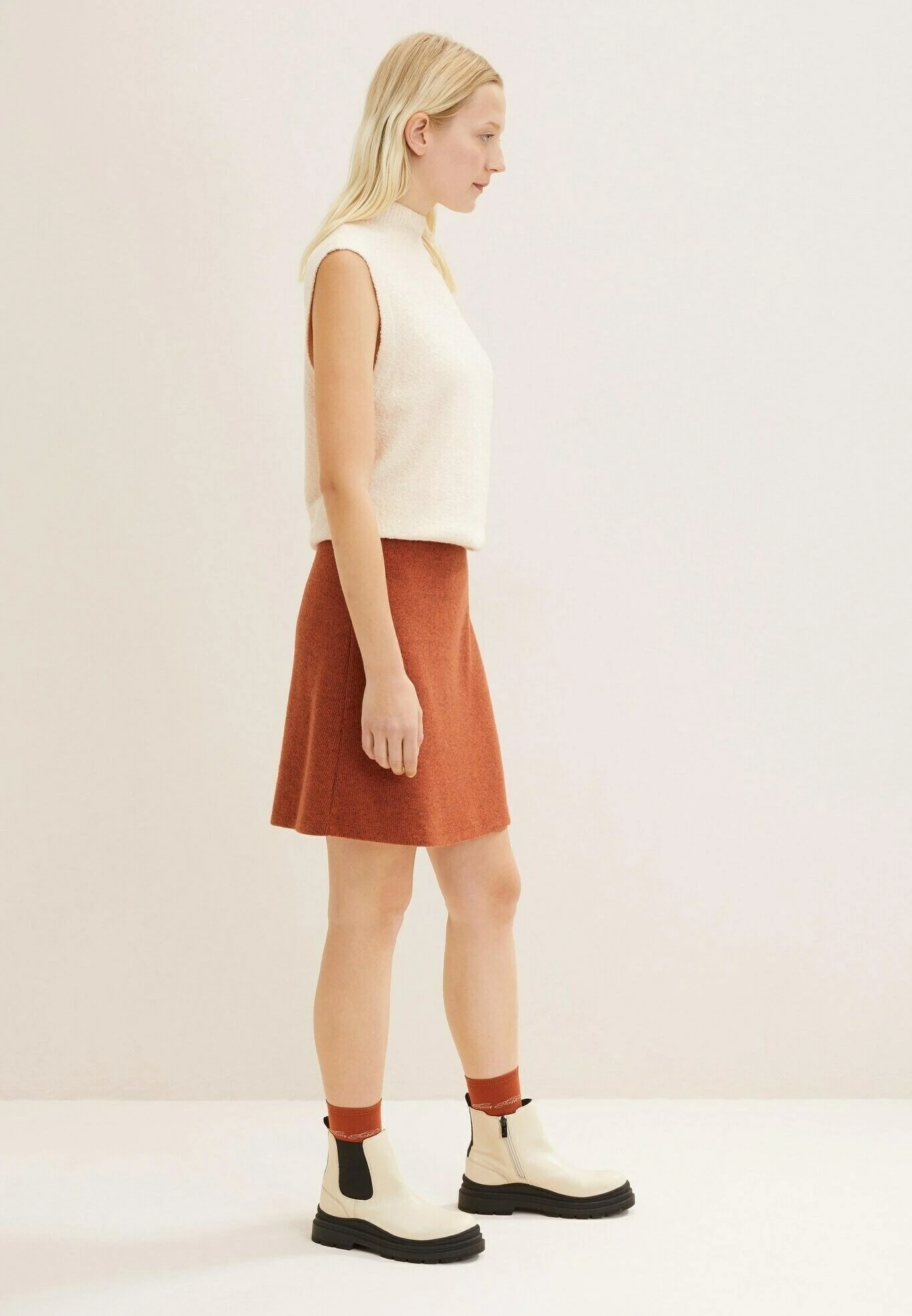 Tom Tailor Mit Struktur - A-Lijn Rok - Canyon Sunset Red Melange 7 Tom Tailor Mit Struktur - A-Lijn Rok - Canyon Sunset Red Melange - Afbeelding 7