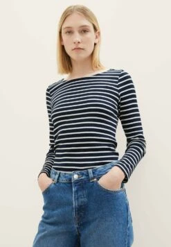 Tom Tailor Mit Streifenmuster - Longsleeve - Navy/Offwhite Stripe