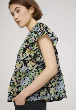 TOM TAILOR Denim Printed Ruffle Blouse - Blouse - Multi-Coloured -Tom Tailor 956d3fe12c1d470fbf119ac86effcee8