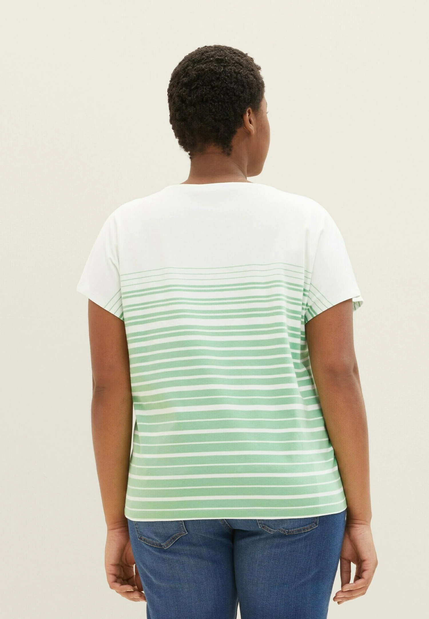 Tom Tailor Plus - Gestreiftes - T-Shirt Print - Green Gradient Stripe 3 Tom Tailor Plus - Gestreiftes - T-Shirt Print - Green Gradient Stripe - Afbeelding 3