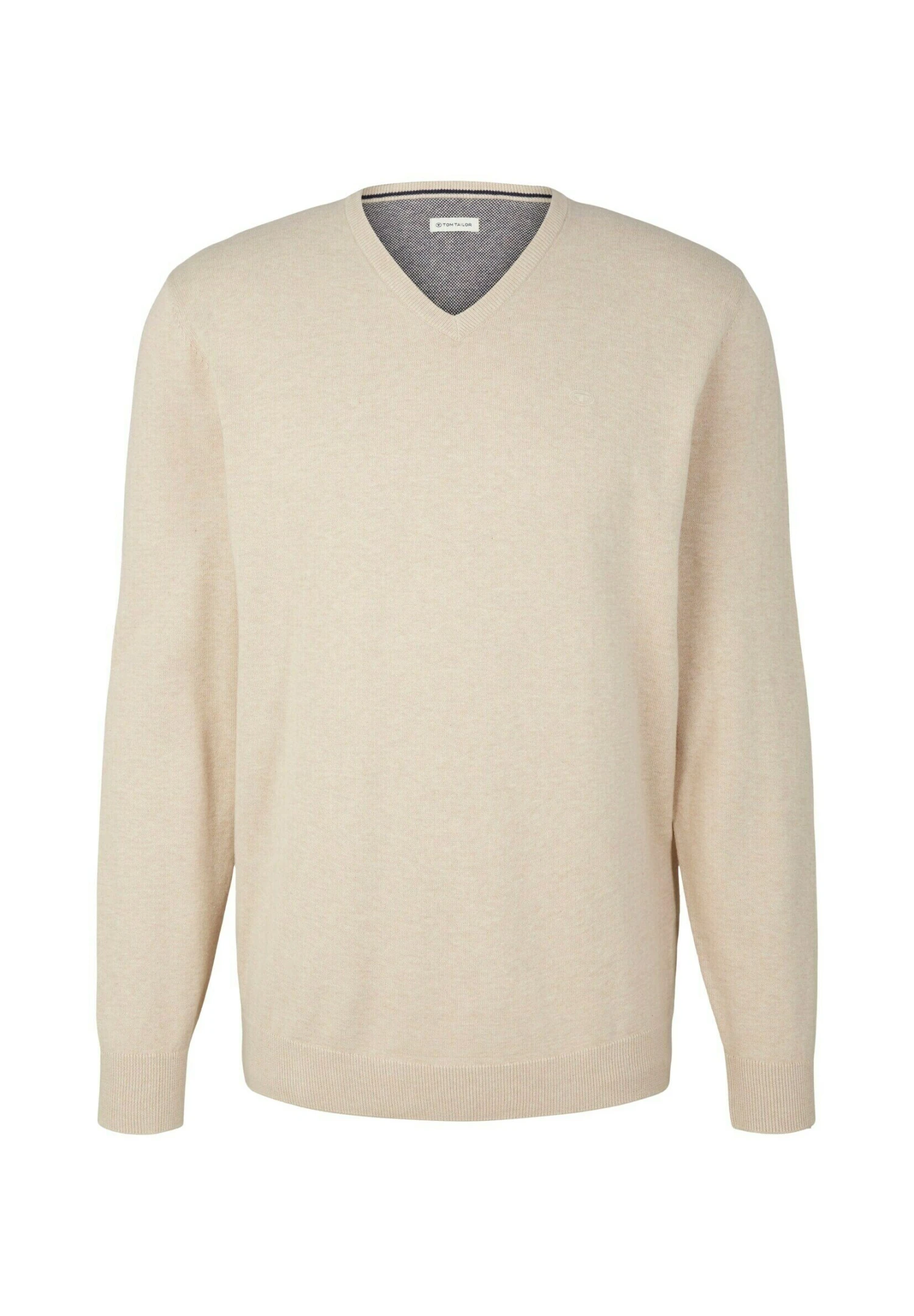 Tom Tailor Basic V Neck - Trui - Cargo Beige Melange 5 Tom Tailor Basic V Neck - Trui - Cargo Beige Melange - Afbeelding 5