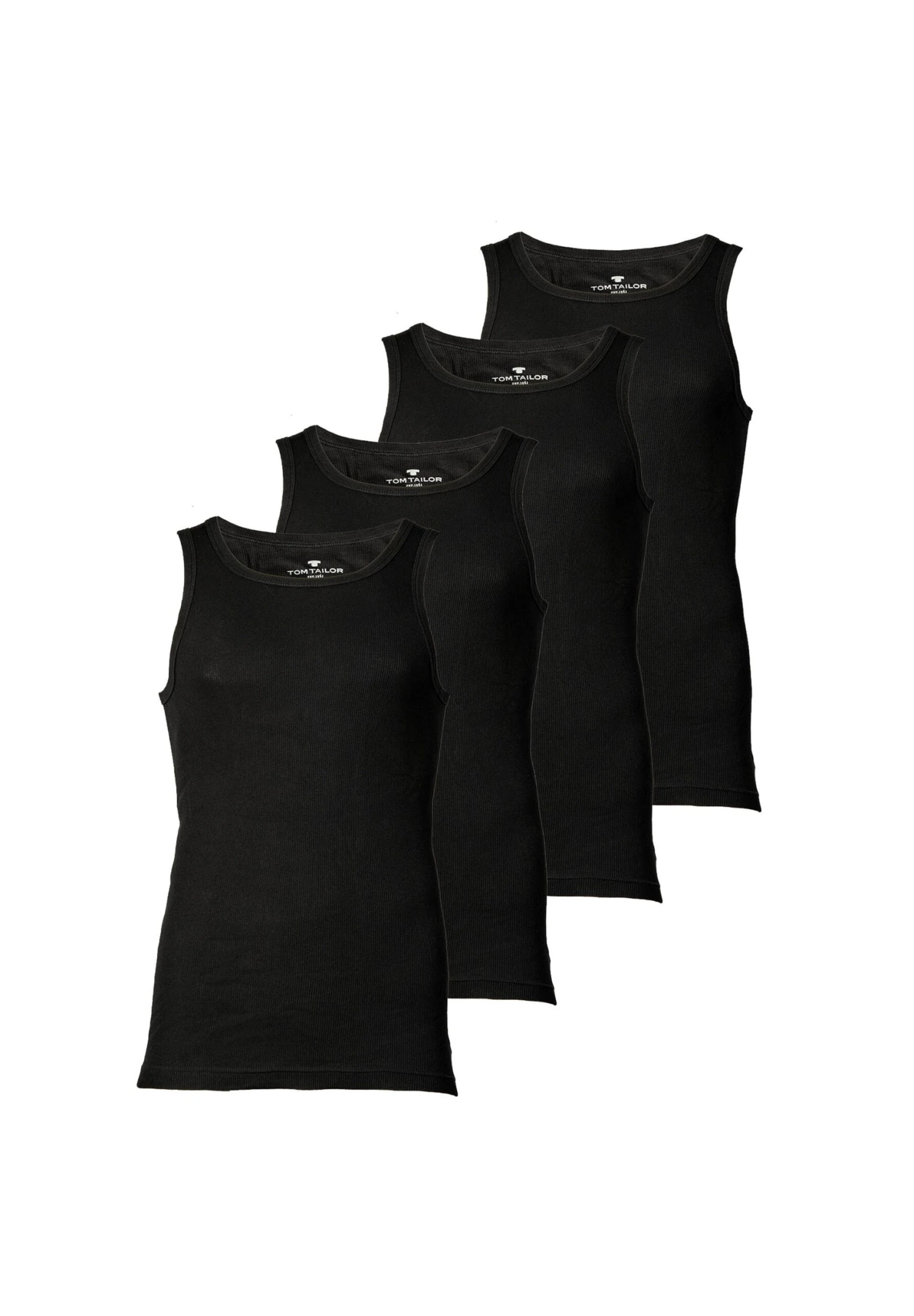 Tom Tailor Tank 4 Pack Garr - Hemd - Schwarz 1 Tom Tailor Tank 4 Pack Garr - Hemd - Schwarz