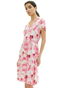 Tom Tailor Midi Mit Stoffgürtel - Jurk - Pink Shapes Design -Tom Tailor 9a8fc577d78342138665f8e2302002c1