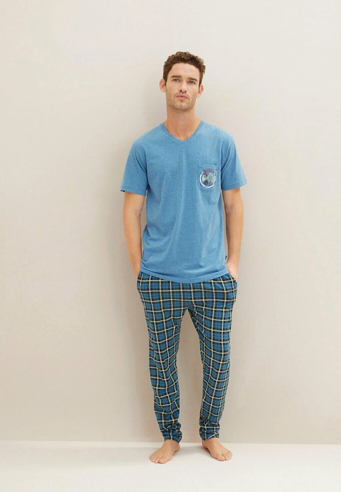 Tom Tailor Mit Motivprint - Pyjamashirt - Blue-Medium-Melange 2 Tom Tailor Mit Motivprint - Pyjamashirt - Blue-Medium-Melange - Afbeelding 2