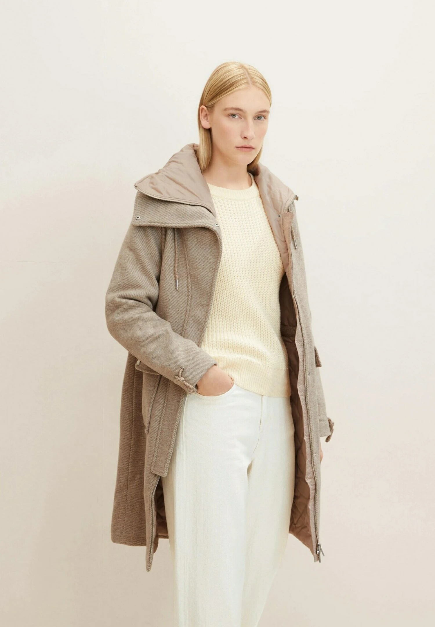 Tom Tailor Mantel - Offwhite Beige Twill Structure 6 Tom Tailor Mantel - Offwhite Beige Twill Structure - Afbeelding 6