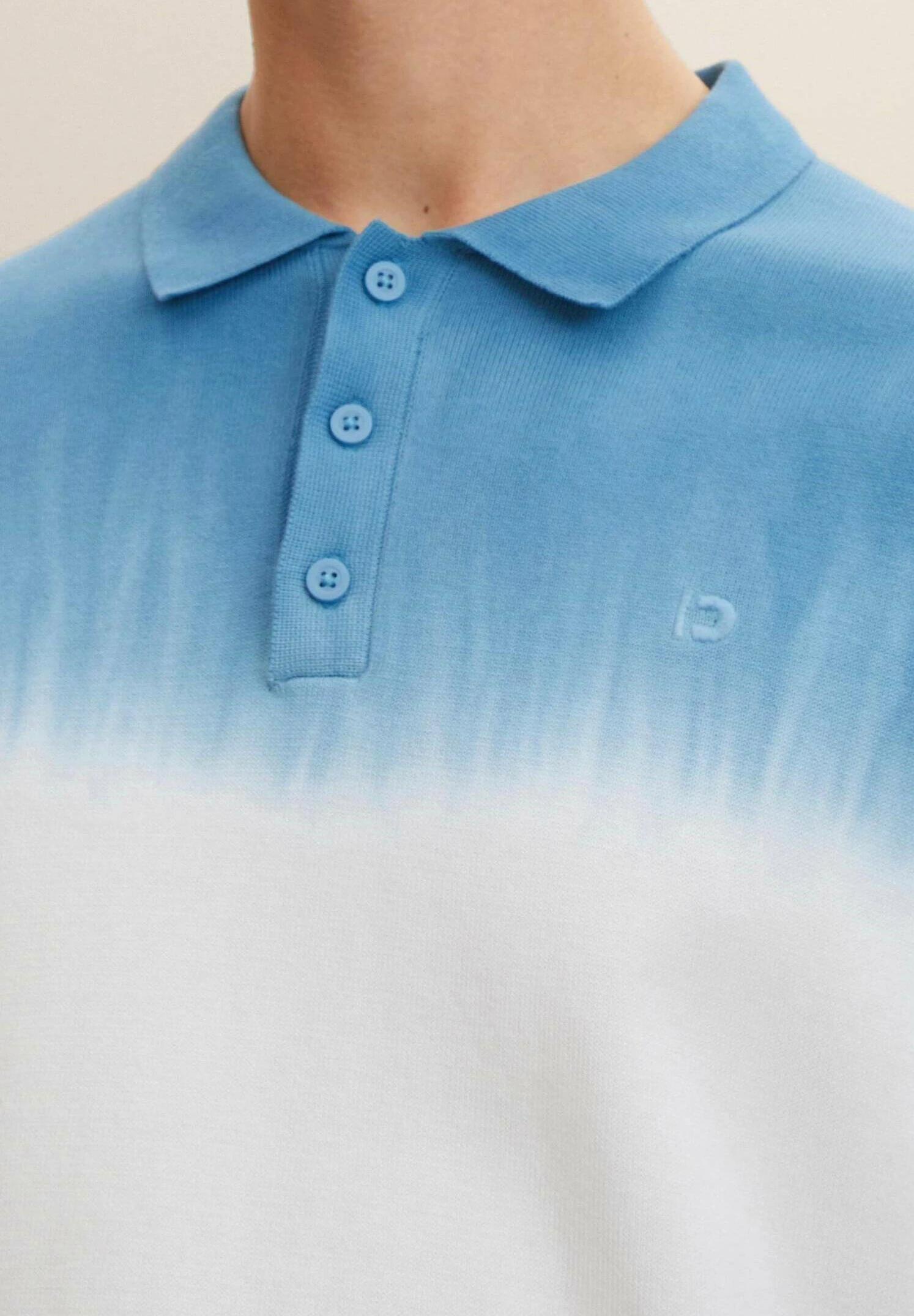 TOM TAILOR Denim Poloshirt - White Aqua Petrol Batik 4 TOM TAILOR Denim Poloshirt - White Aqua Petrol Batik - Afbeelding 4