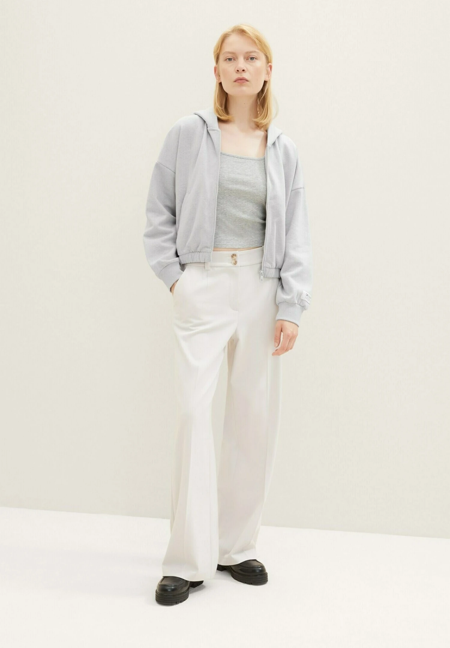 TOM TAILOR Denim Sweater Met Rits - Basic Light Grey Melange 2 TOM TAILOR Denim Sweater Met Rits - Basic Light Grey Melange - Afbeelding 2