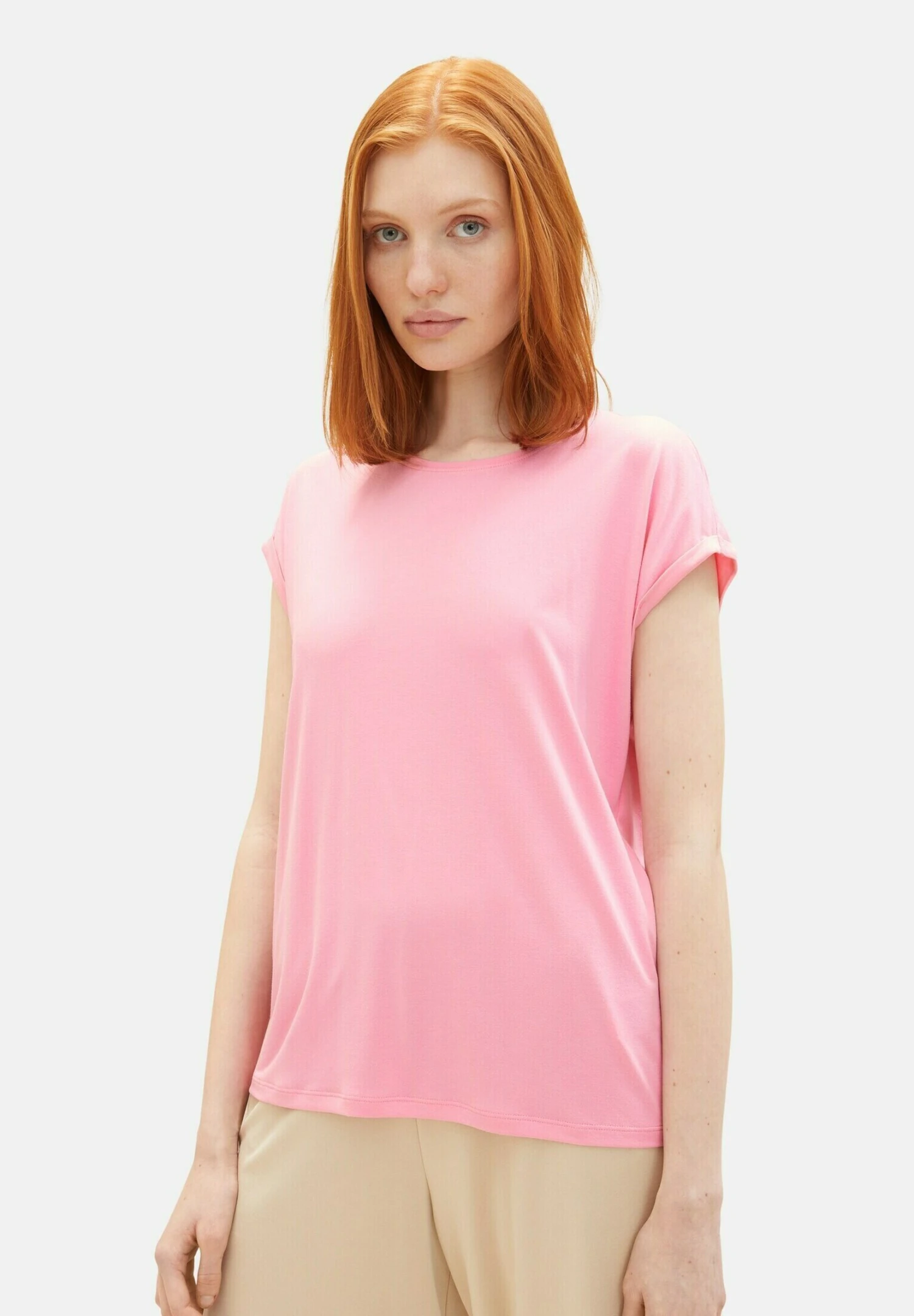 TOM TAILOR Denim Fluent- T-Shirt Basic - Fresh Pink 1 TOM TAILOR Denim Fluent- T-Shirt Basic - Fresh Pink