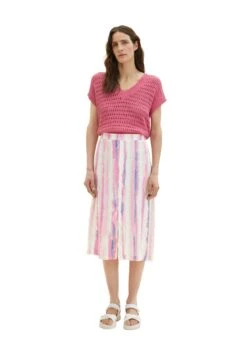 Tom Tailor Bedruckter - A-Lijn Rok - Pink Tie Dye Stripe