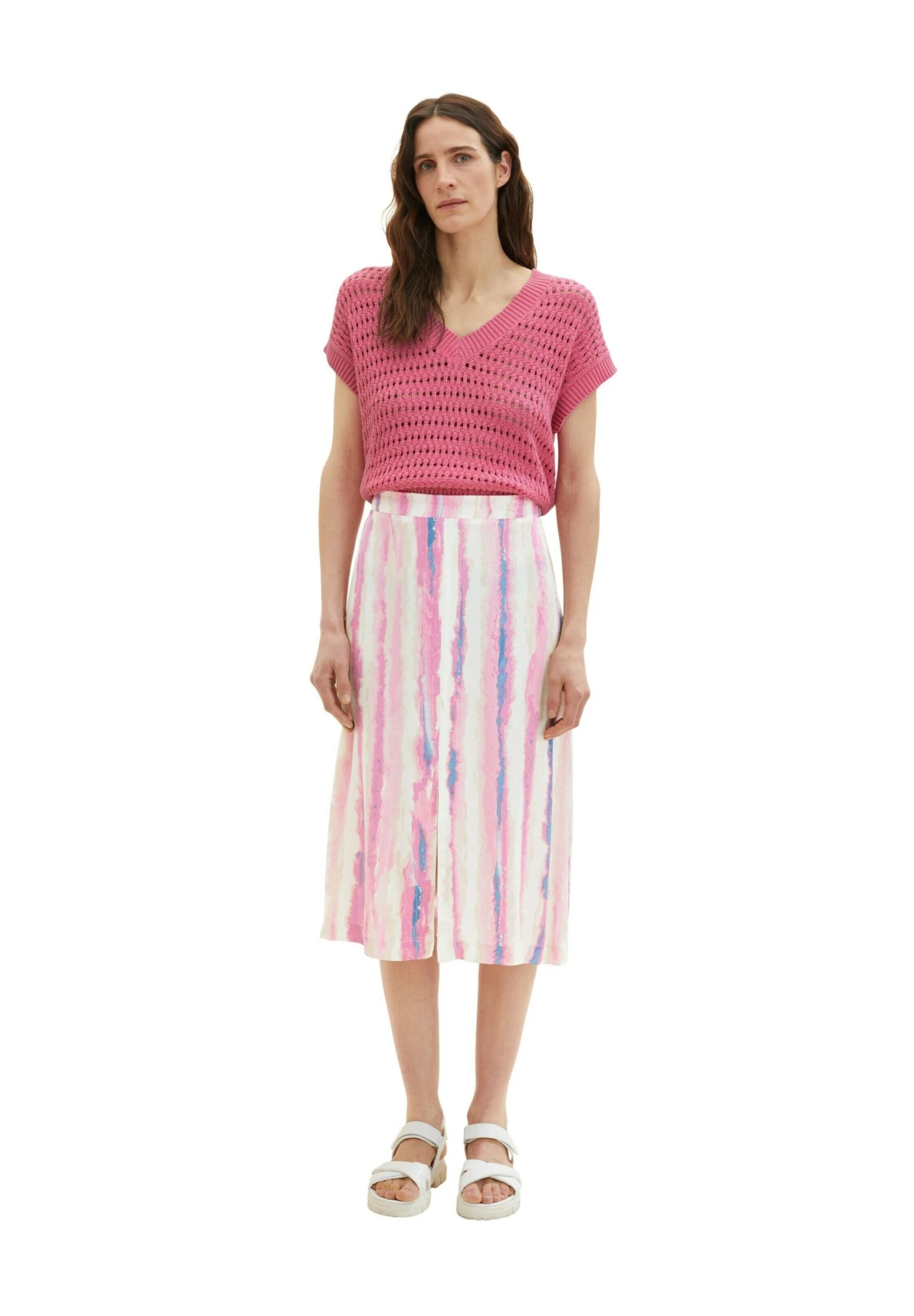 Tom Tailor Bedruckter - A-Lijn Rok - Pink Tie Dye Stripe 1 Tom Tailor Bedruckter - A-Lijn Rok - Pink Tie Dye Stripe