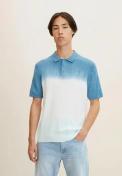 TOM TAILOR Denim Poloshirt - White Aqua Petrol Batik