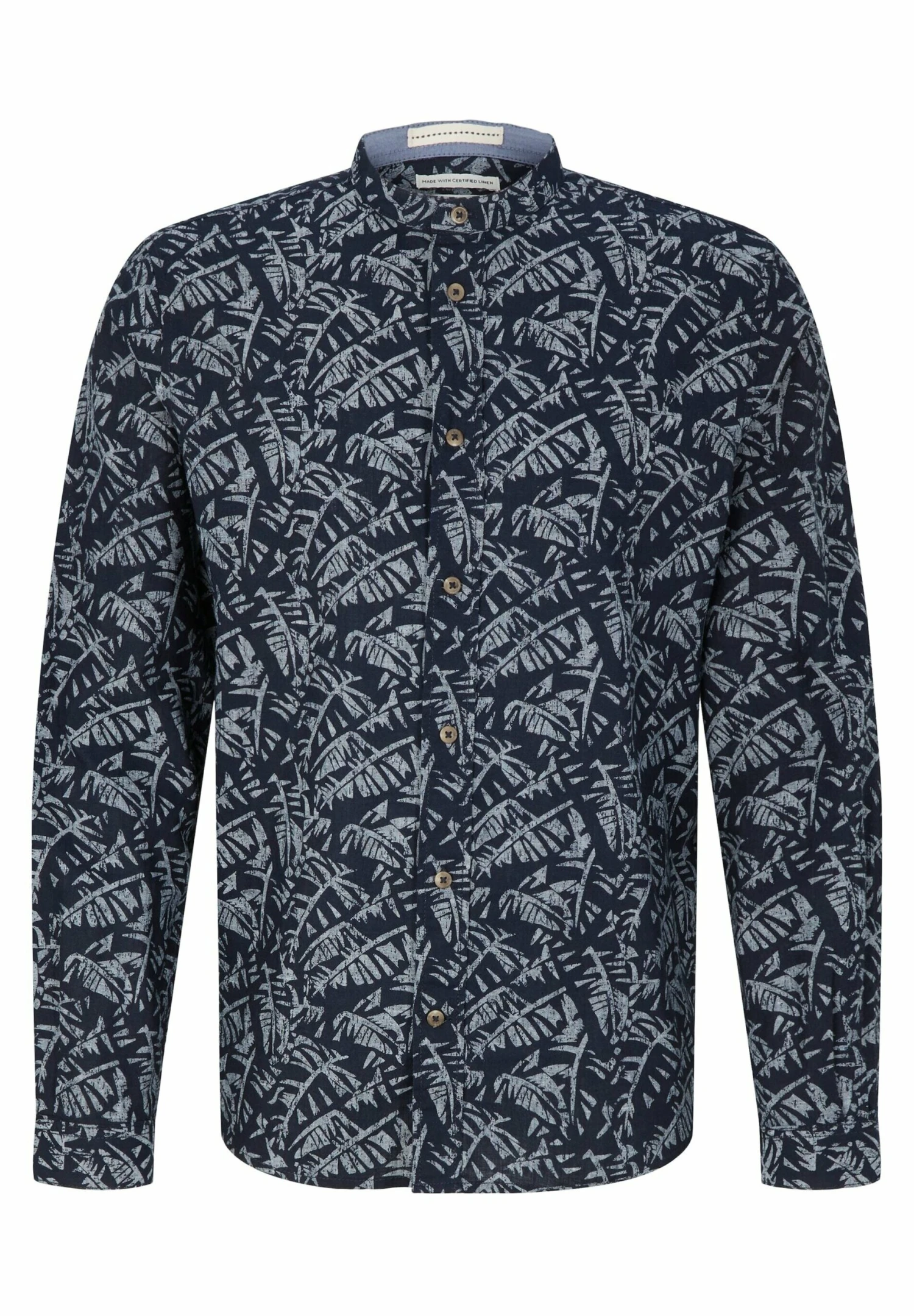 Tom Tailor Mit Stehkragen - Overhemd - Navy Tonal Big Leaf Design 6 Tom Tailor Mit Stehkragen - Overhemd - Navy Tonal Big Leaf Design - Afbeelding 6