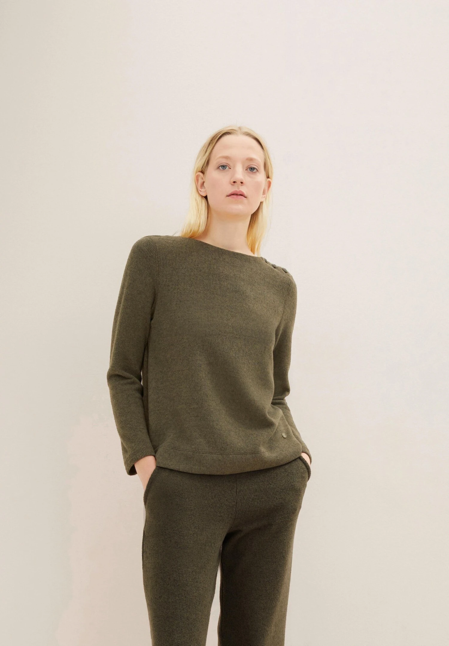 Tom Tailor Cozy - Trui - Tarmac Khaki Melange 5 Tom Tailor Cozy - Trui - Tarmac Khaki Melange - Afbeelding 5