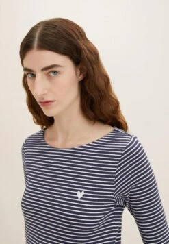 Tom Tailor Gestreiftes Mit 3/4 Arm - Longsleeve - Navy Offwhite Thin Stripe -Tom Tailor 9dfb3230a69b4b5eb2358b8ca36c55d7