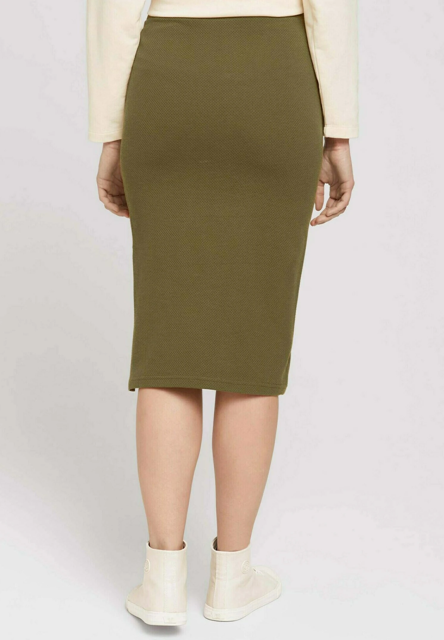 Tom Tailor Structured - Kokerrok - Strong Olive 3 Tom Tailor Structured - Kokerrok - Strong Olive - Afbeelding 3