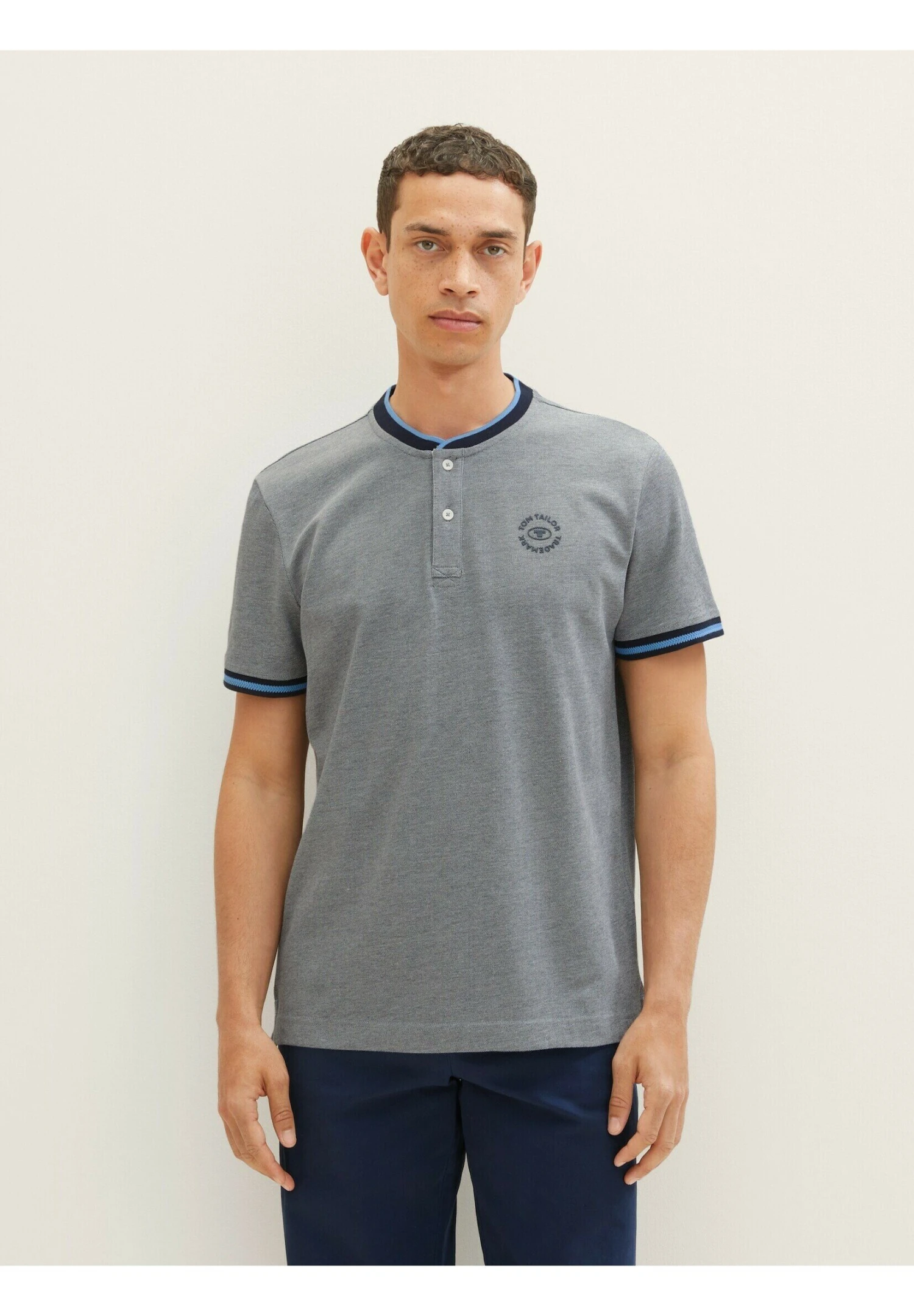 Tom Tailor T-Shirt Basic - Navy Offwhite Two Tone 1 Tom Tailor T-Shirt Basic - Navy Offwhite Two Tone