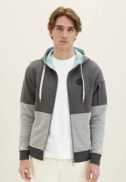 Tom Tailor Sweater Met Rits - Dark Grey Melange