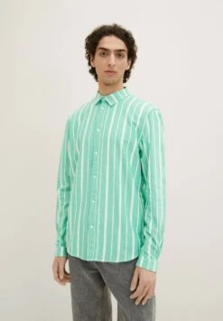 TOM TAILOR Denim Overhemd - Green Off White Big Stripe