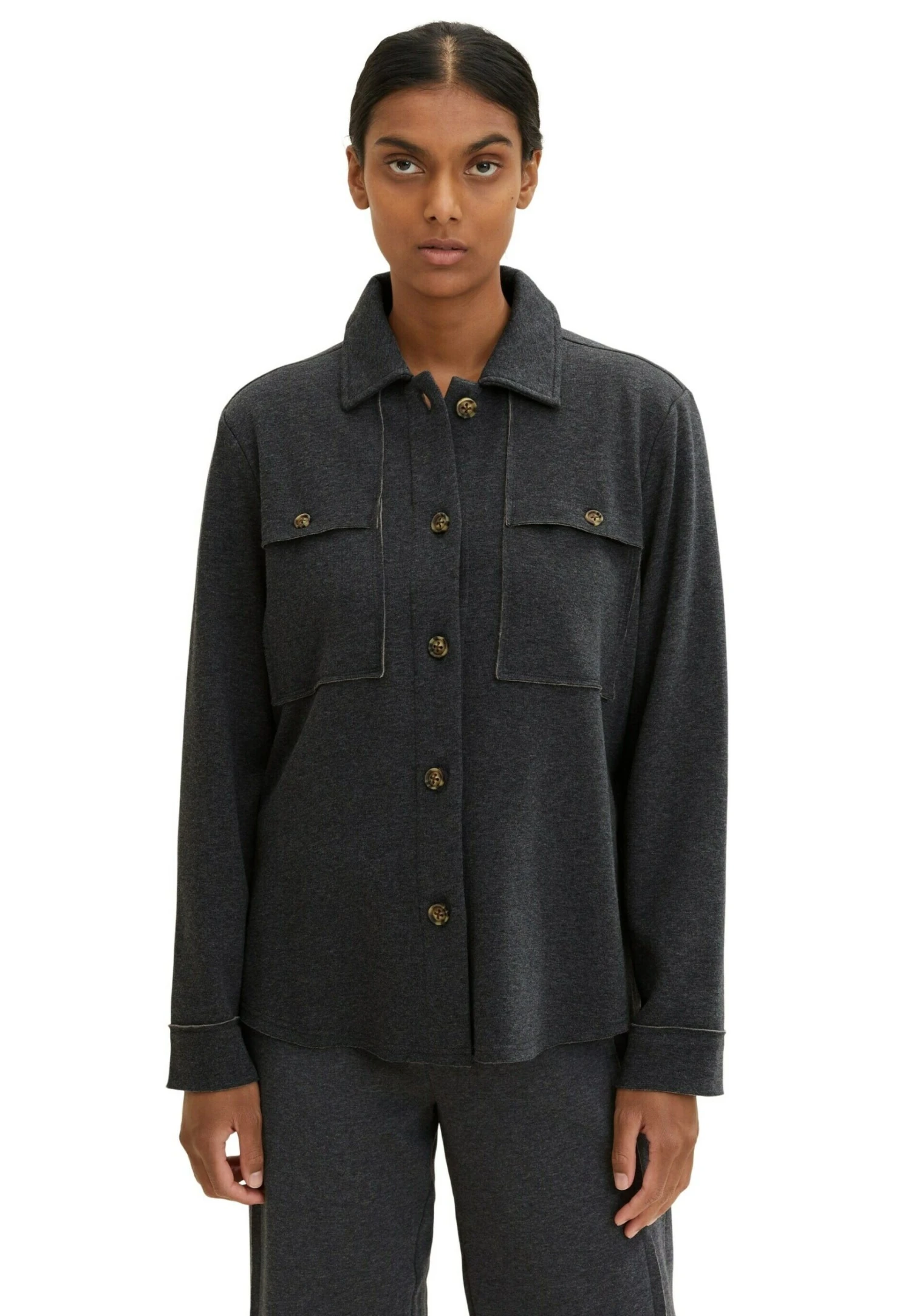 Tom Tailor Overhemdblouse - Evident Anthracite Melange 2 Tom Tailor Overhemdblouse - Evident Anthracite Melange - Afbeelding 2