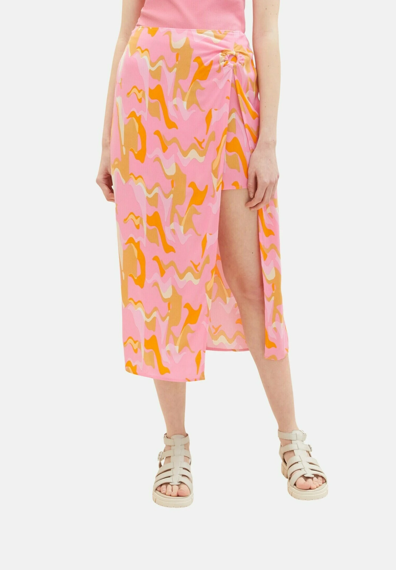 TOM TAILOR Denim A-Lijn Rok - Abstract Pink Print 1 TOM TAILOR Denim A-Lijn Rok - Abstract Pink Print