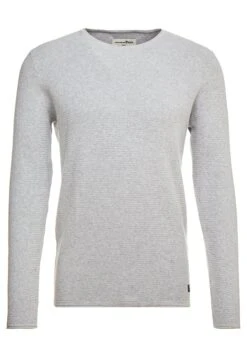 TOM TAILOR Denim Zigzag Structured Crewneck - Trui - Lava Stone Grey Melange -Tom Tailor a551f2f3b1974d8cabed03d202b6c79f