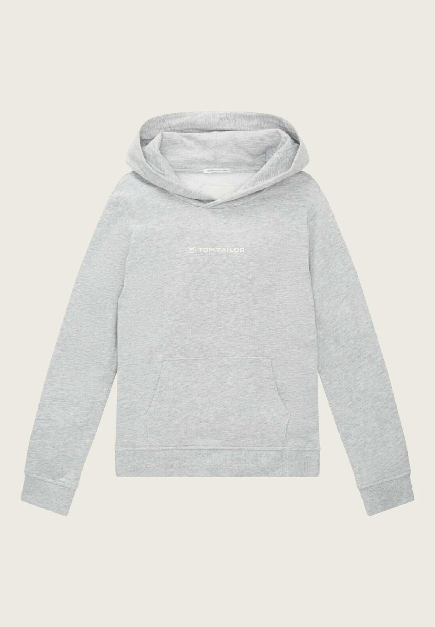 Tom Tailor Mit Logo- Hoodie - Light Stone Grey Melange 3 Tom Tailor Mit Logo- Hoodie - Light Stone Grey Melange - Afbeelding 3