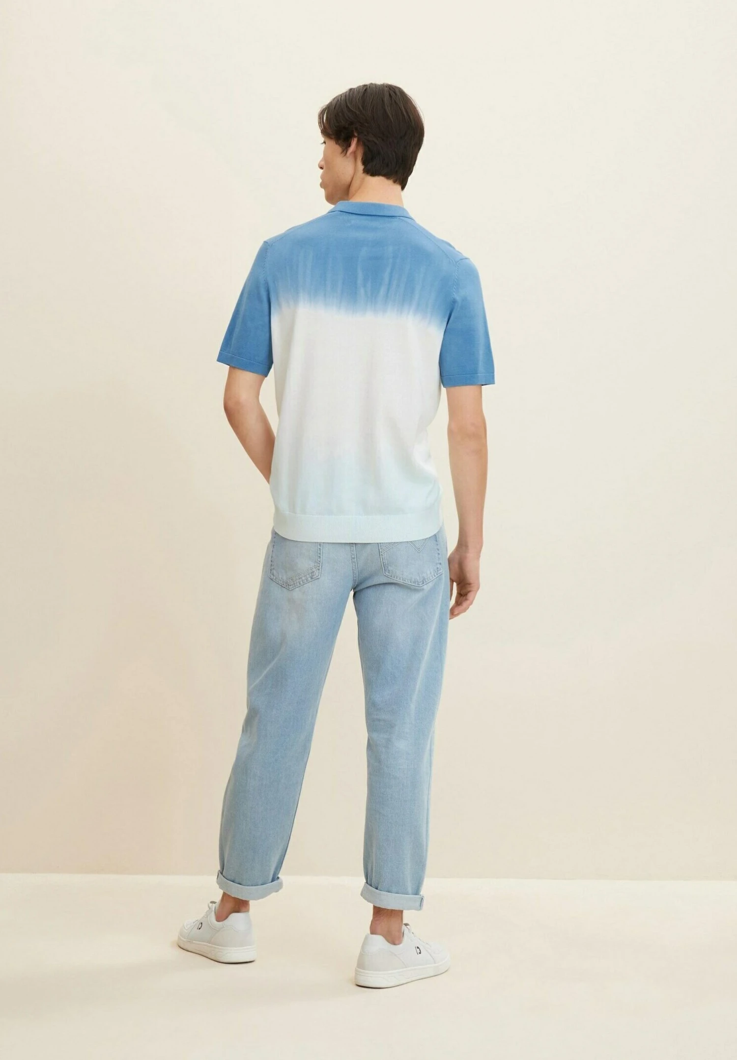 TOM TAILOR Denim Poloshirt - White Aqua Petrol Batik 3 TOM TAILOR Denim Poloshirt - White Aqua Petrol Batik - Afbeelding 3