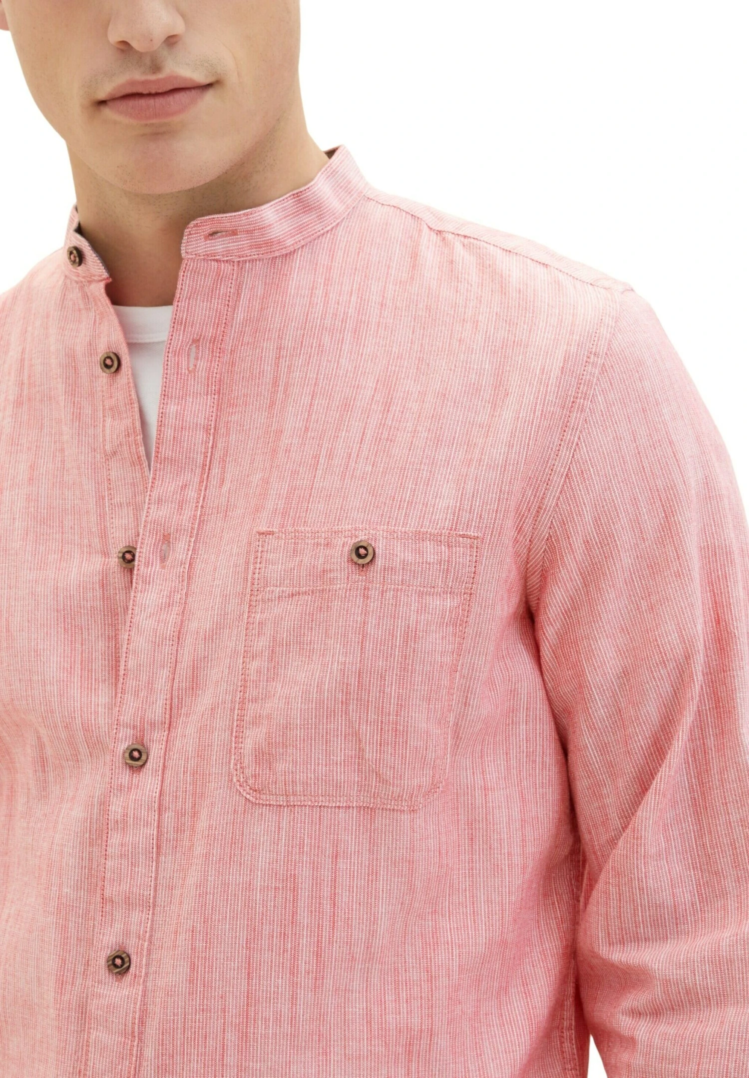 Tom Tailor Mit Struktur - Overhemd - Red Pinstripe 4 Tom Tailor Mit Struktur - Overhemd - Red Pinstripe - Afbeelding 4