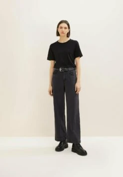 Tom Tailor High Waist- Straight Leg Jeans - Clean Bleached Black Denim