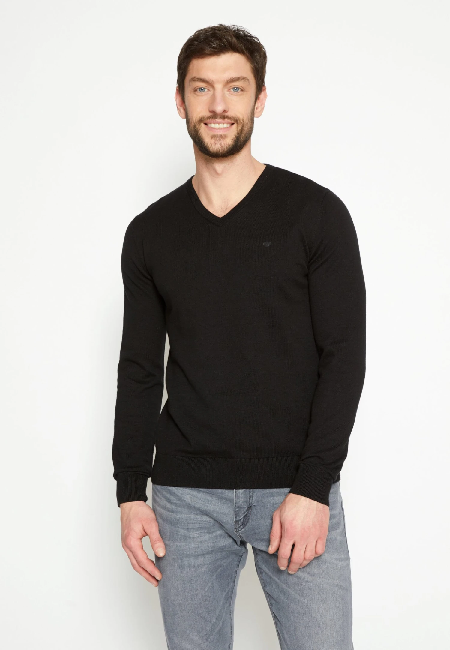 Tom Tailor Basic V Neck- Trui - Black 1 Tom Tailor Basic V Neck- Trui - Black