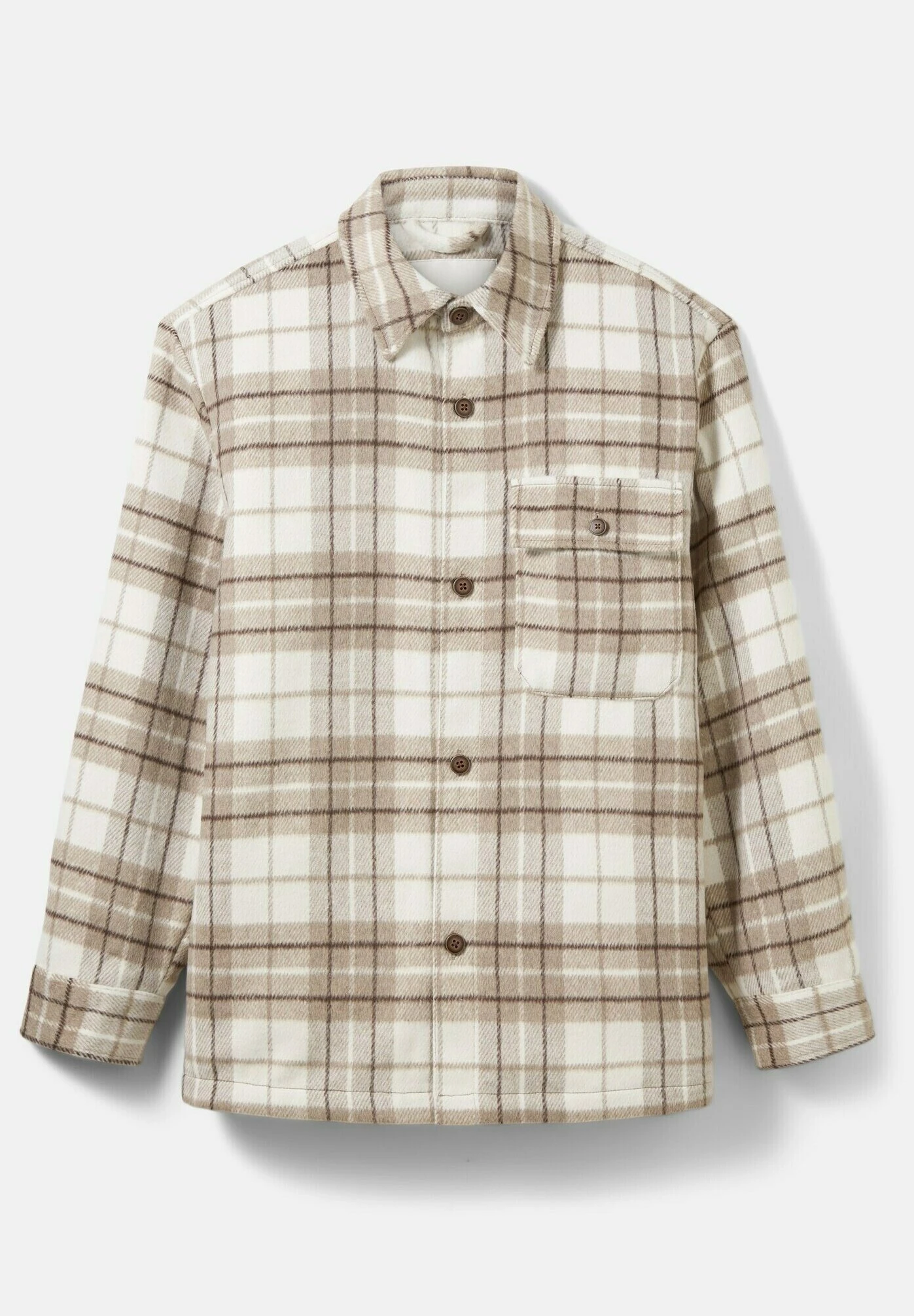 TOM TAILOR Denim Halflange Jas - Off White Beige Big Cosy Check 10 TOM TAILOR Denim Halflange Jas - Off White Beige Big Cosy Check - Afbeelding 10