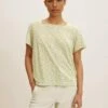 Tom Tailor T-Shirt Print - Green Offwhite Leaf Design
