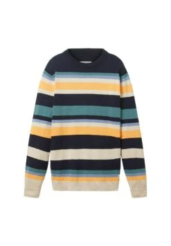 Tom Tailor Mit Streifenmuster - Trui - Navy Orange Multicolor Stripe