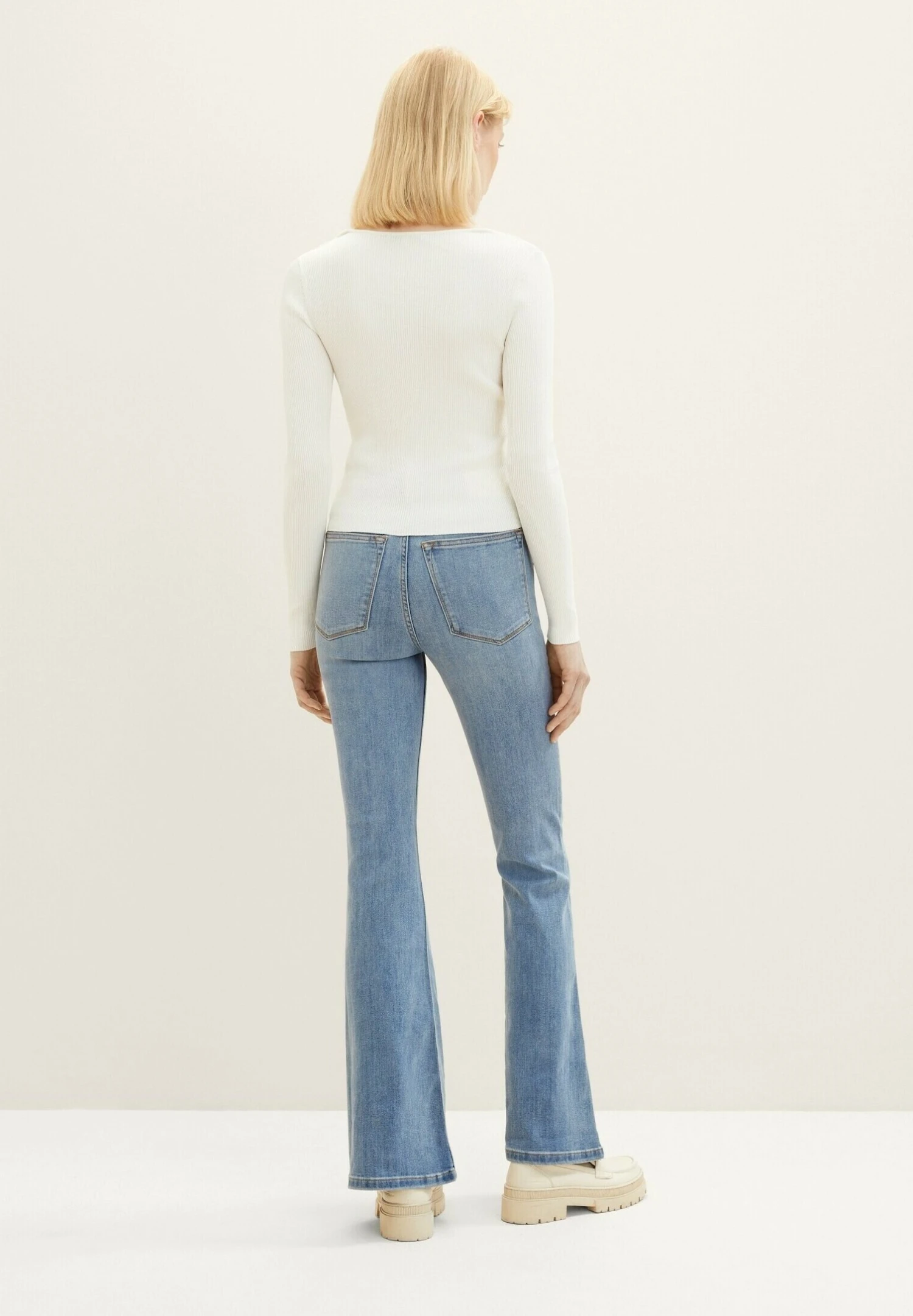 TOM TAILOR Denim Flared Jeans - Used Light Stone Blue Denim 3 TOM TAILOR Denim Flared Jeans - Used Light Stone Blue Denim - Afbeelding 3