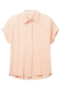 Tom Tailor Gestreifte - Overhemdblouse - Orange White Stripe Woven -Tom Tailor b1081a8cba224a41b63ebbd93ce0330f