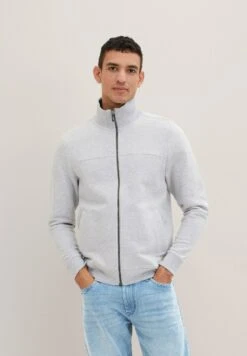 Tom Tailor Sweater Met Rits - Light Stone Grey Melange
