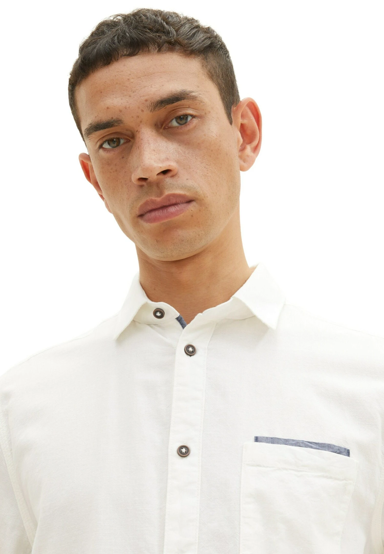 Tom Tailor Mit Brusttasche - Overhemd - Off White 4 Tom Tailor Mit Brusttasche - Overhemd - Off White - Afbeelding 4