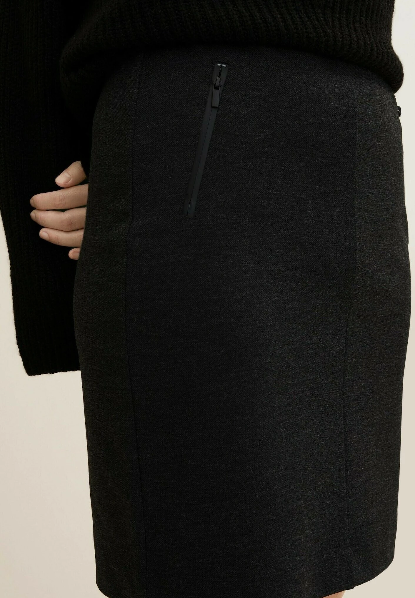 Tom Tailor Basic Mit Taschen - Kokerrok - Evident Anthracite Melange 4 Tom Tailor Basic Mit Taschen - Kokerrok - Evident Anthracite Melange - Afbeelding 4