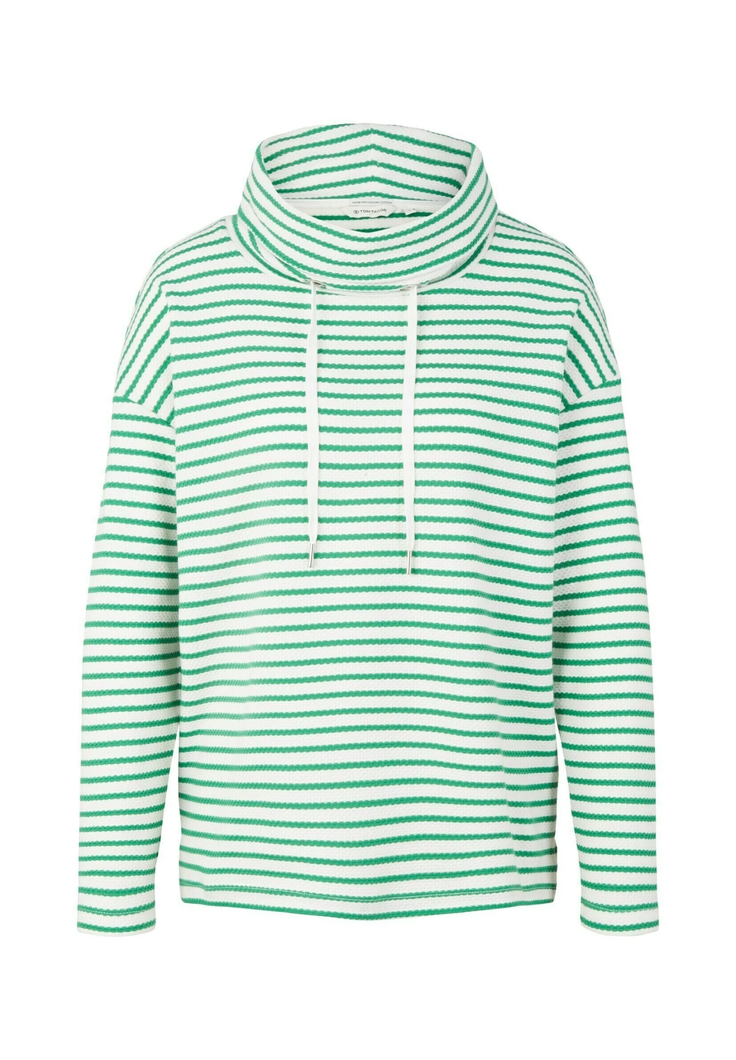 Tom Tailor Structure - Sweater - Off White Green Stripe 5 Tom Tailor Structure - Sweater - Off White Green Stripe - Afbeelding 5