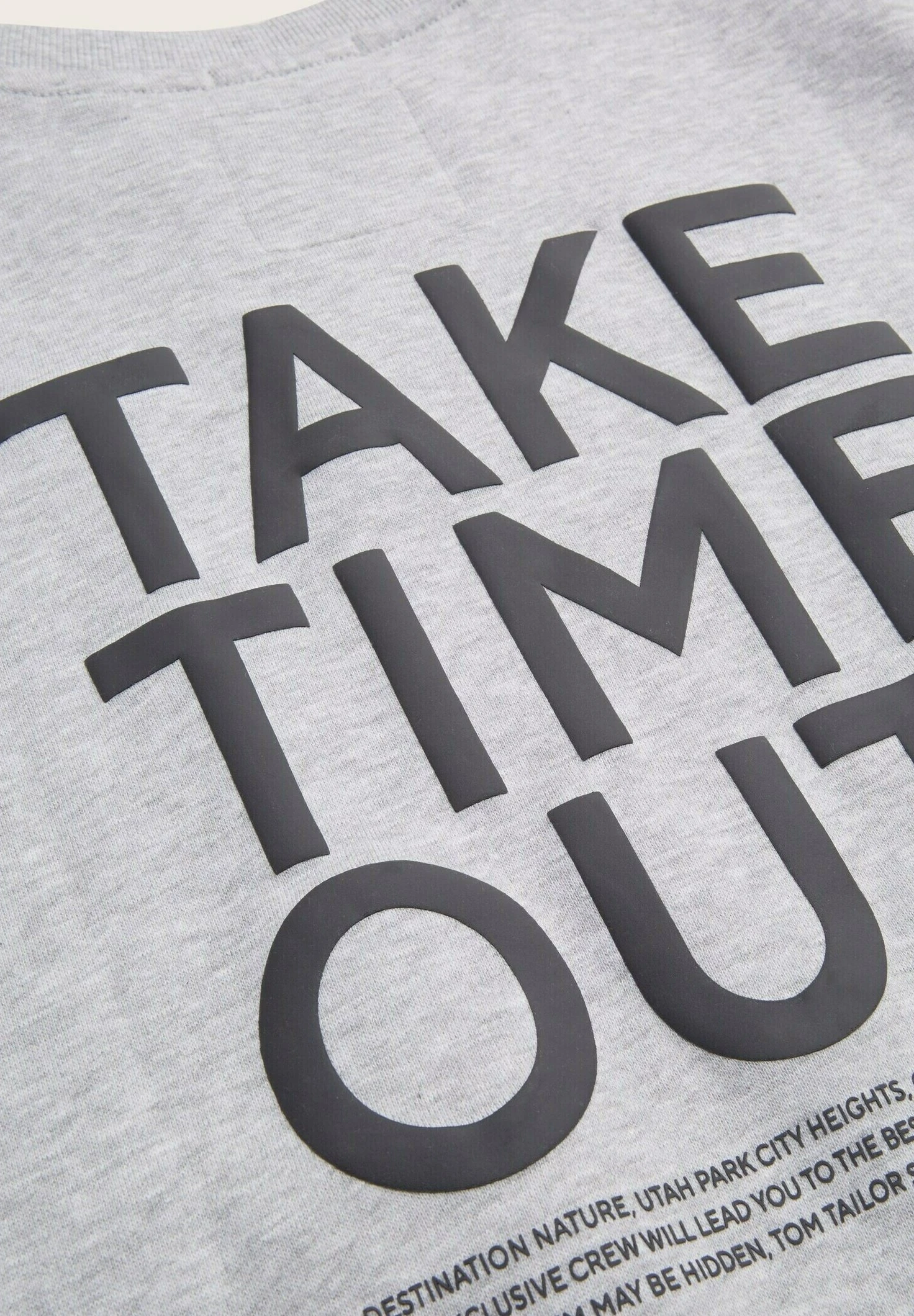 Tom Tailor Mit Textprint - Sweater - Light Stone Grey Melange 3 Tom Tailor Mit Textprint - Sweater - Light Stone Grey Melange - Afbeelding 3