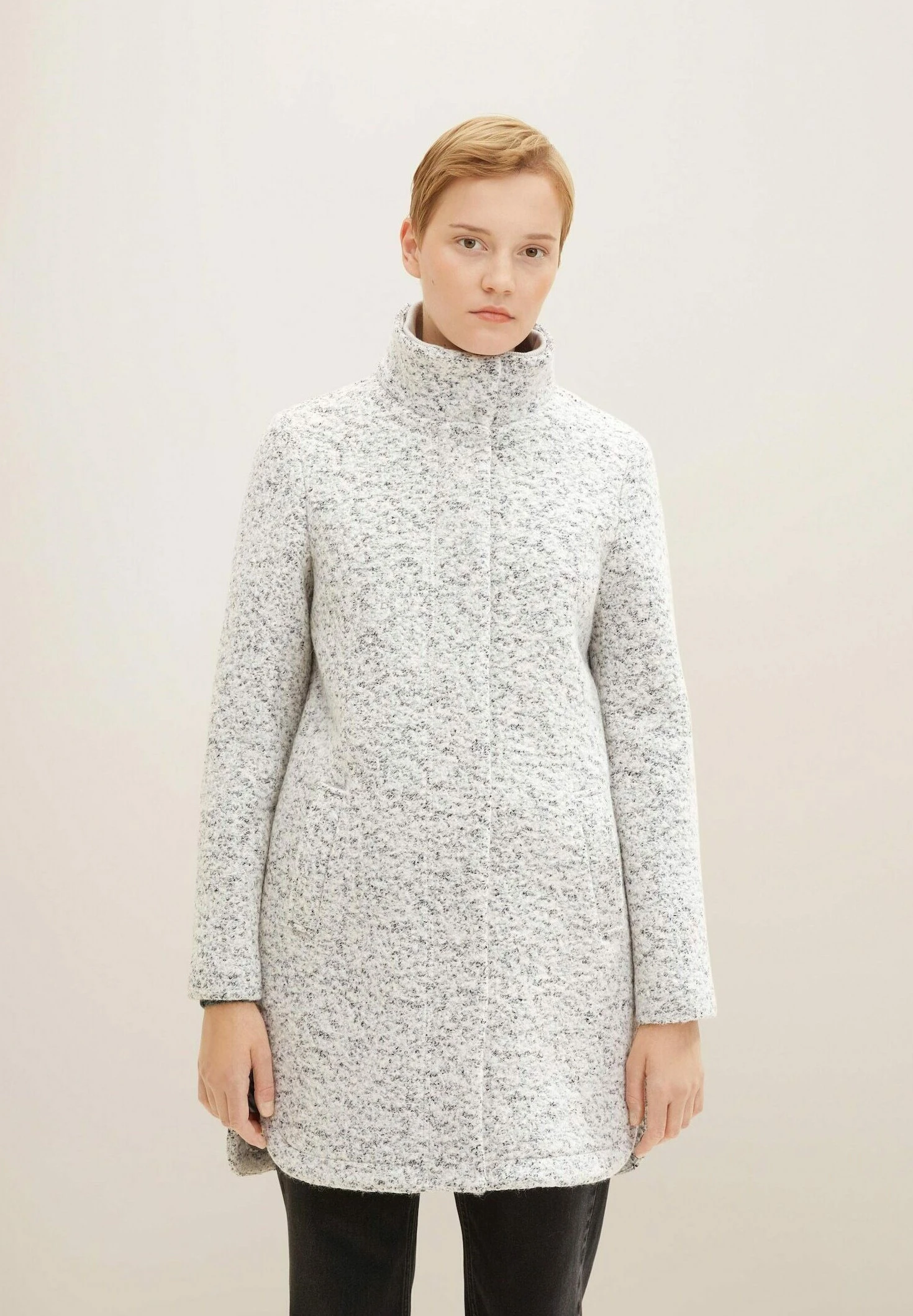 TOM TAILOR Denim Bouclé - Mantel - Grey Black Boucle 1 TOM TAILOR Denim Bouclé - Mantel - Grey Black Boucle