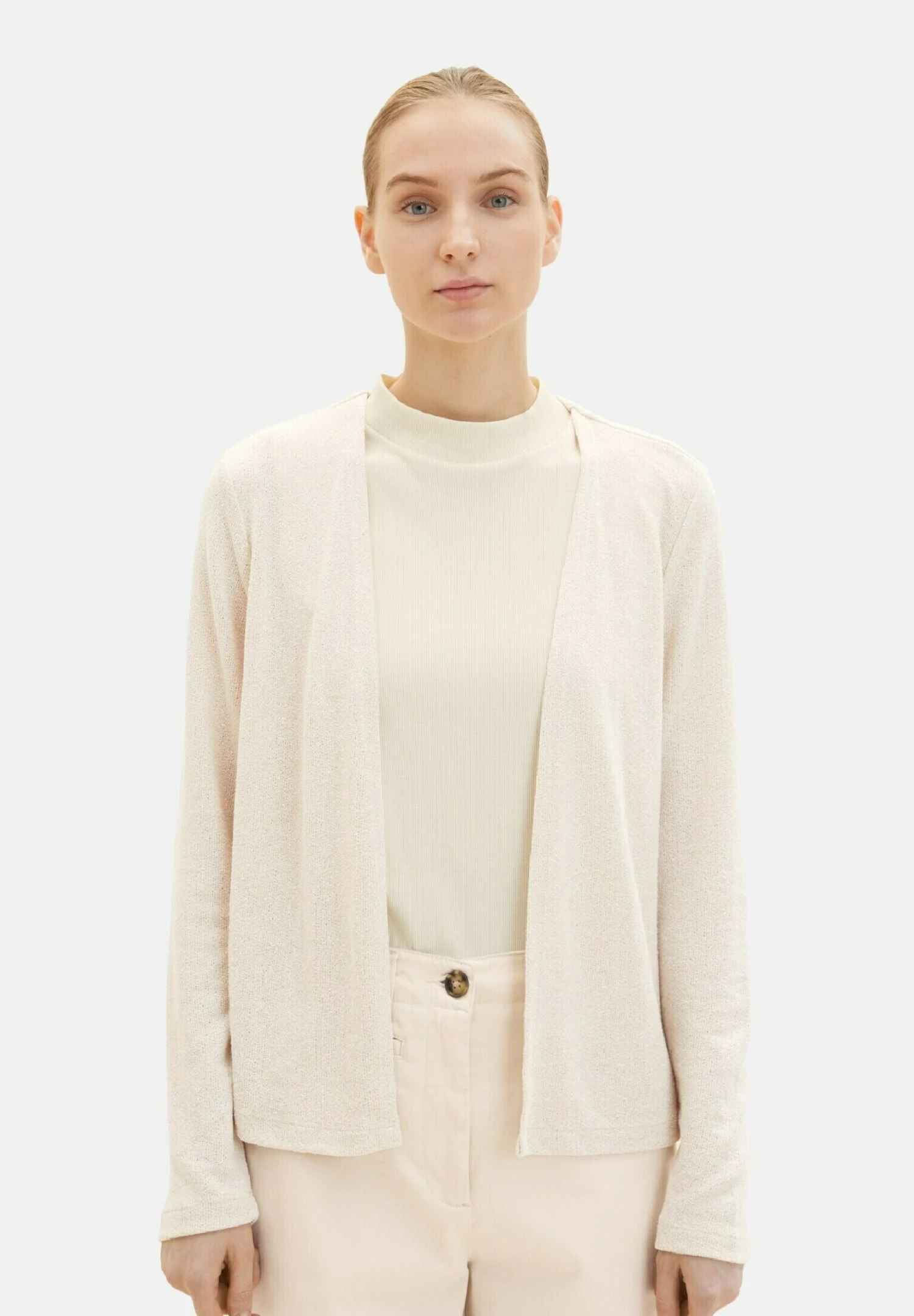 Tom Tailor Offener- Vest - Dusty Beige Melange 1 Tom Tailor Offener- Vest - Dusty Beige Melange