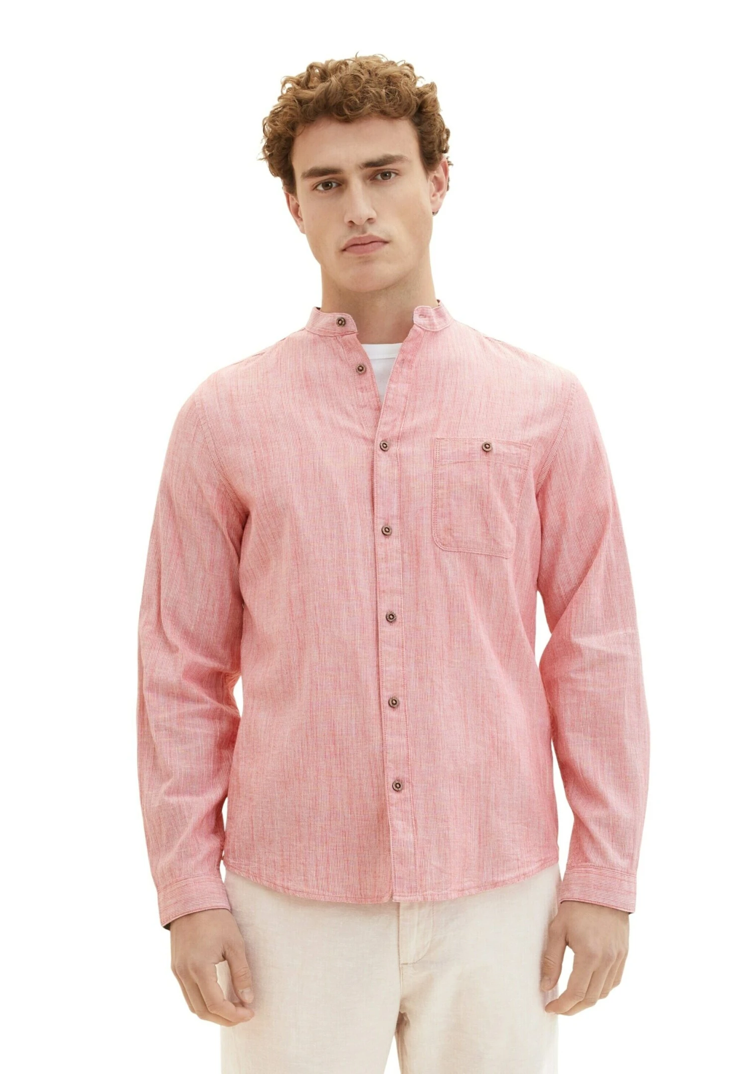 Tom Tailor Mit Struktur - Overhemd - Red Pinstripe 2 Tom Tailor Mit Struktur - Overhemd - Red Pinstripe - Afbeelding 2