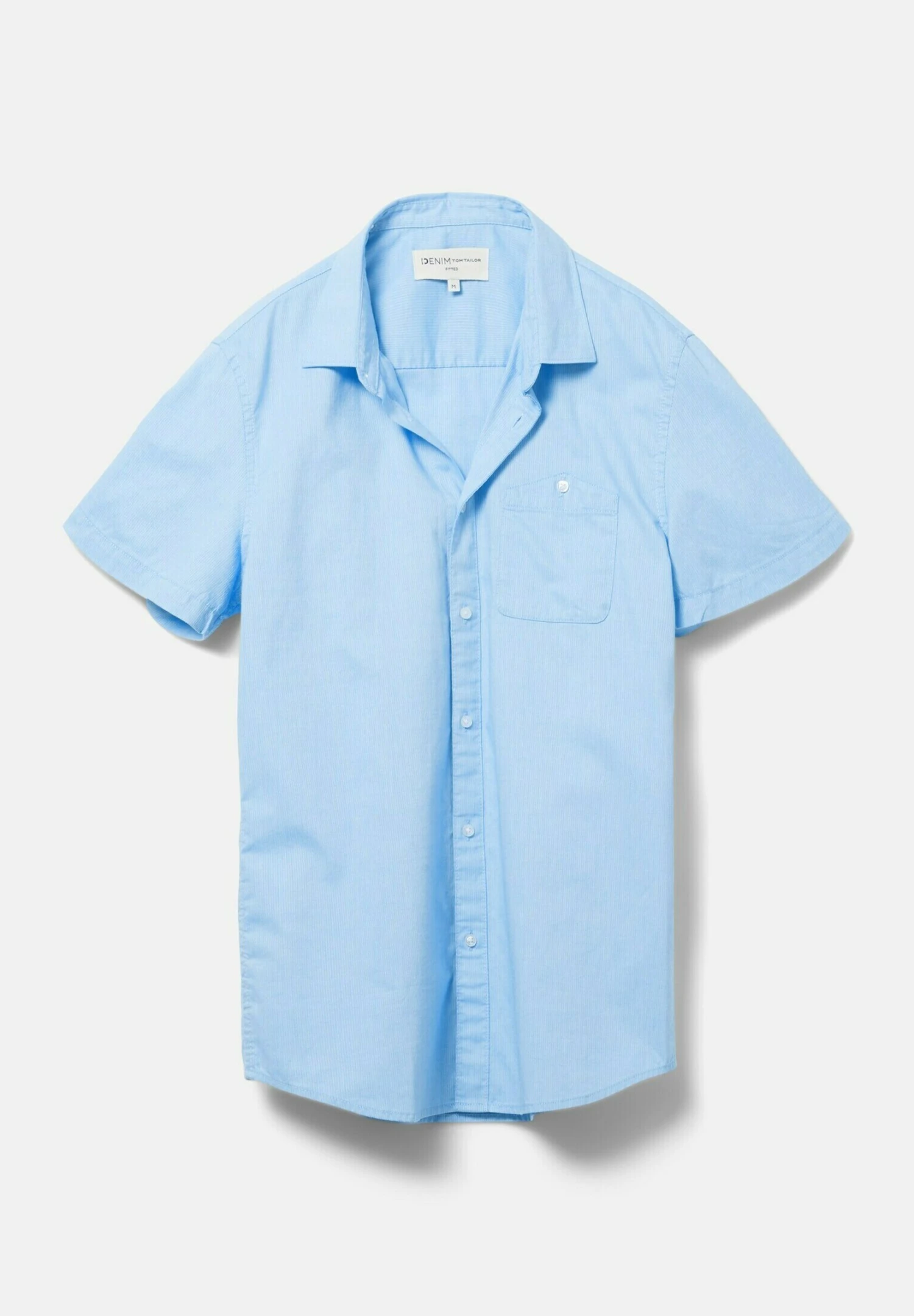 TOM TAILOR Denim Kurzarm Mit Brusttasche - Overhemd - Blue White Structure 8 TOM TAILOR Denim Kurzarm Mit Brusttasche - Overhemd - Blue White Structure - Afbeelding 8