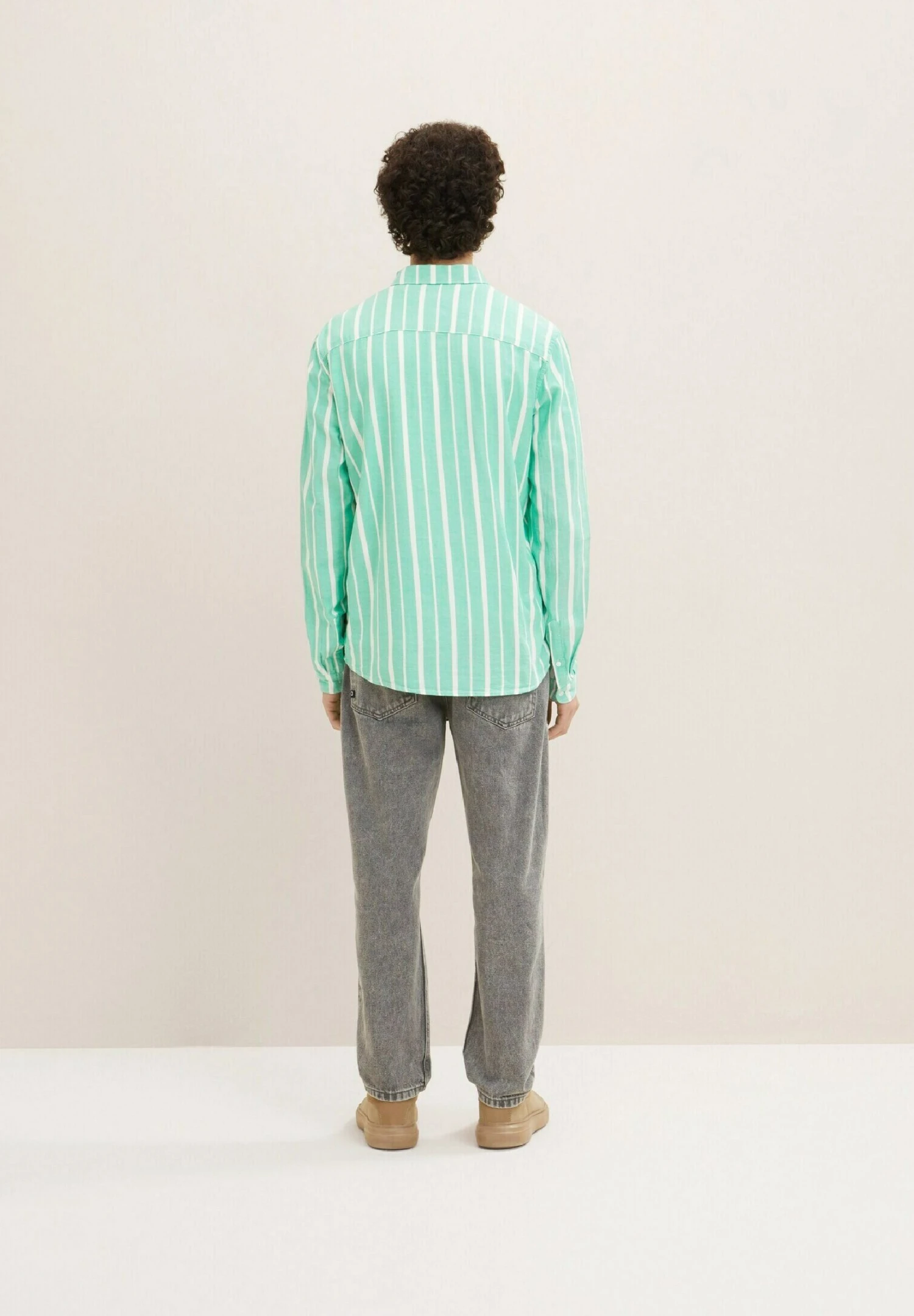 TOM TAILOR Denim Overhemd - Green Off White Big Stripe 3 TOM TAILOR Denim Overhemd - Green Off White Big Stripe - Afbeelding 3