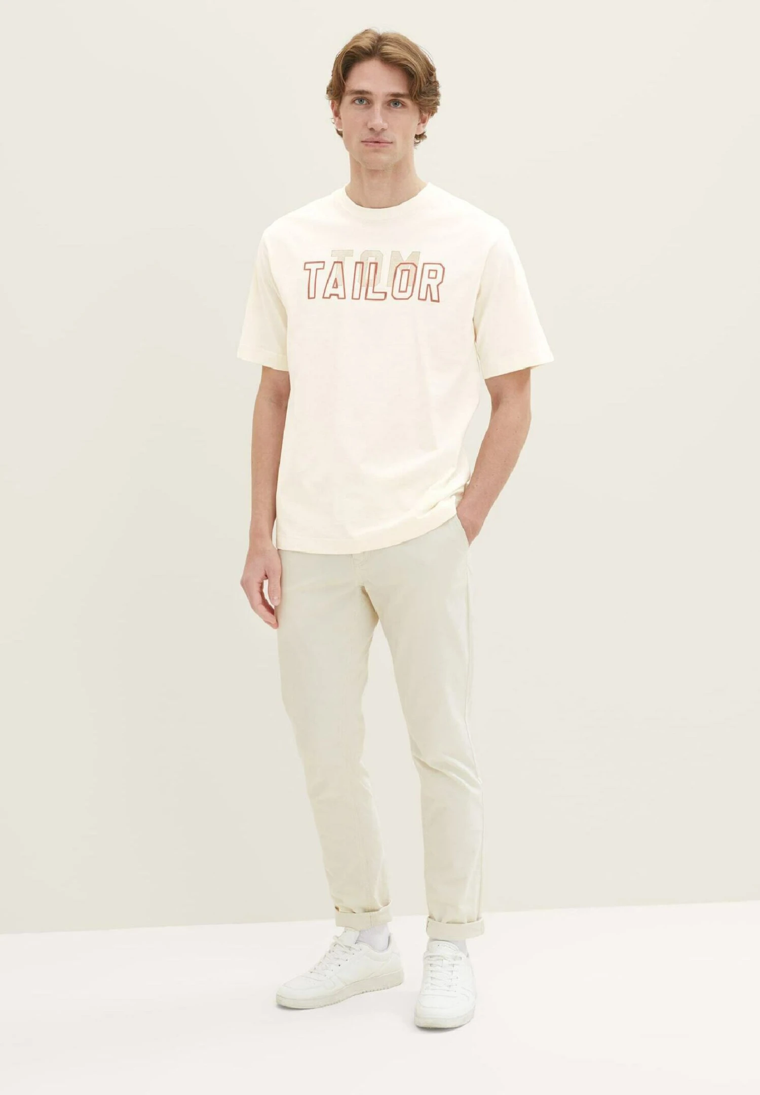 Tom Tailor Mit Print - T-Shirt Print - Vintage Beige 2 Tom Tailor Mit Print - T-Shirt Print - Vintage Beige - Afbeelding 2