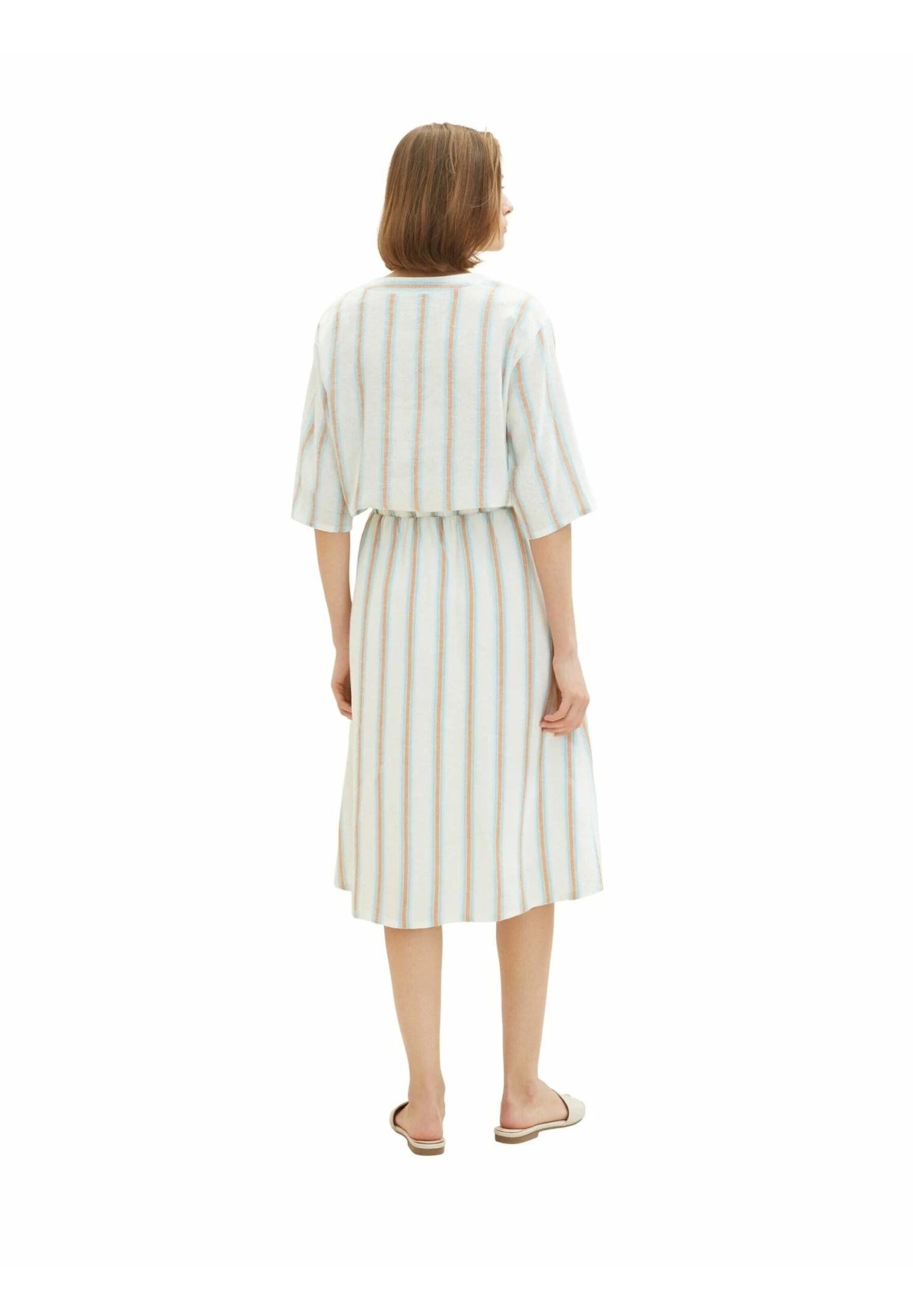 Tom Tailor Midi Mit- A-Lijn Rok - Offwhite/Brown Vertical Stripe 3 Tom Tailor Midi Mit- A-Lijn Rok - Offwhite/Brown Vertical Stripe - Afbeelding 3