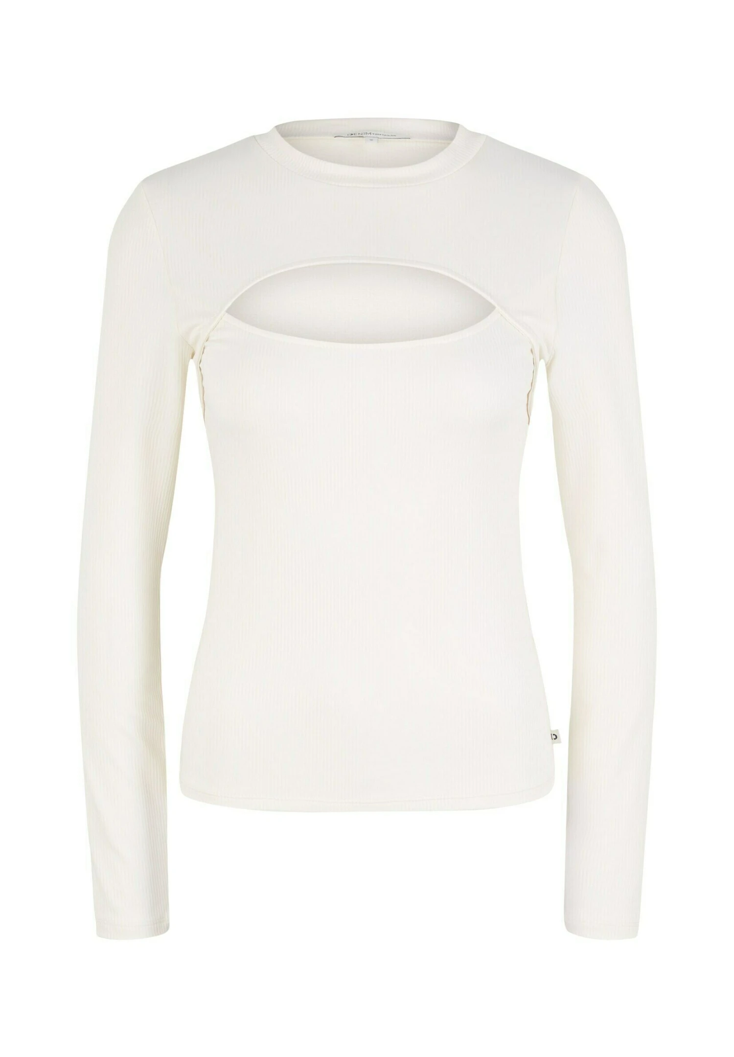 TOM TAILOR Denim Langarmshirt Mit Cut Out - Longsleeve - Gardenia White 5 TOM TAILOR Denim Langarmshirt Mit Cut Out - Longsleeve - Gardenia White - Afbeelding 5