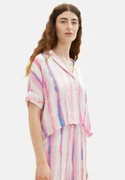 Tom Tailor Loose Fit- Overhemdblouse - Pink Tie Dye Stripe