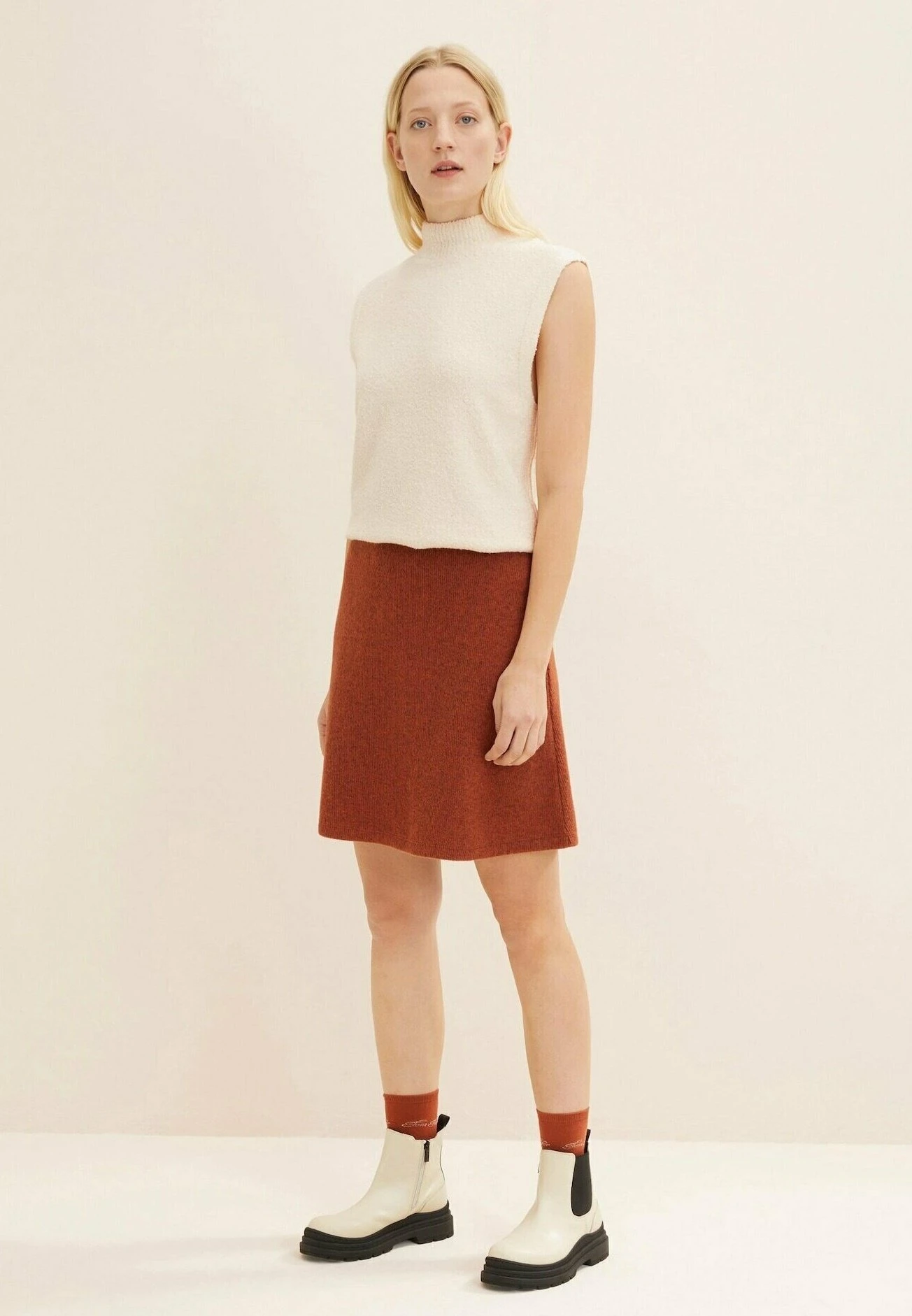 Tom Tailor Mit Struktur - A-Lijn Rok - Canyon Sunset Red Melange 2 Tom Tailor Mit Struktur - A-Lijn Rok - Canyon Sunset Red Melange - Afbeelding 2